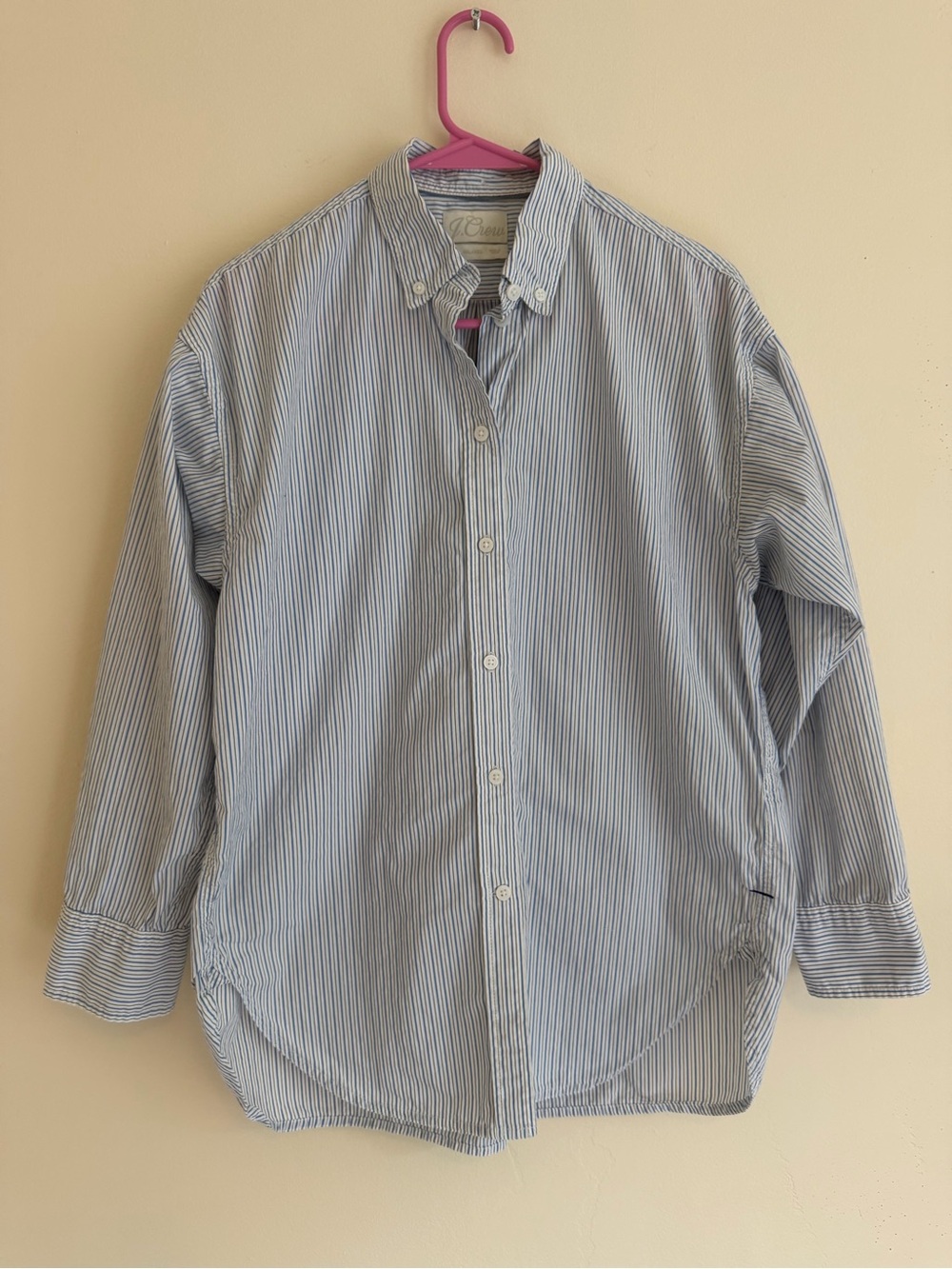 J.Crew Blue & White Striped Relaxed Button-Down Shirt (Size 8)
